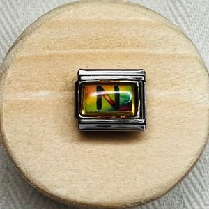 Rainbow Letter N Italian Charm Bracelet Link